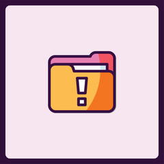 Poster - Warning folder icon with exclamation mark for organizing important data