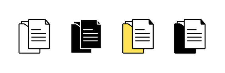 Poster - Four icons show different document styles with combinations of black white and yellow color schemes.
