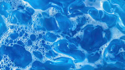 Poster - Close up of blue raspberry soda texture with bubbles - vibrant abstract design for beverage packaging