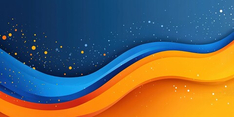 Poster - Colorful abstract waves with blue and orange hues creating a vibrant background for design projects