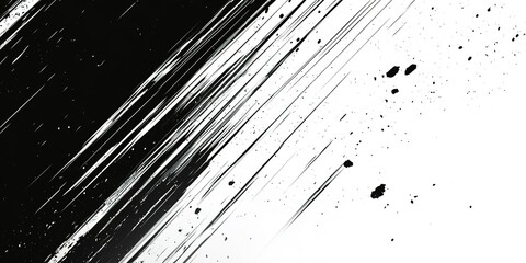 Poster - Dynamic black and white abstract artwork showcasing striking brush strokes and splatter effects