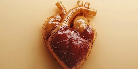 Poster - Heart anatomy model showcasing detailed structure and features in vivid colors against a neutral background