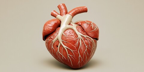 Poster - Model of human heart showcasing detailed anatomical features, ideal for educational purposes and anatomy studies