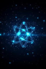 Poster - Gleaming Atom Model amidst Stellar Particles in the Cosmic Void Backdrop