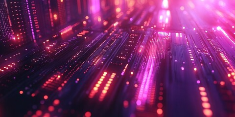 Fototapete - Colorful abstract digital landscape showcasing vibrant lights and patterns in a futuristic setting