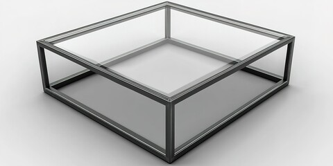 Poster - Modern display case design showcases simplicity and elegance in glass and metal construction