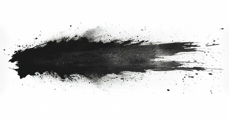 Poster - Abstract black paint splash on white background showcasing creativity and artistic expression in the visual arts