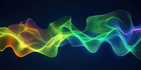 Fototapete - Colorful wave patterns create a vibrant visual display in a digital artwork showcasing fluid motion and light effects