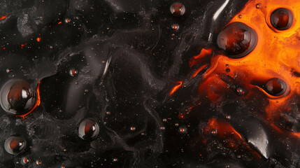 Poster - Abstract close-up of dark charcoal gray oil texture with vibrant highlights