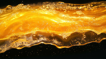 Poster - Bright golden yellow oil substance close-up | abstract liquid texture for creative design