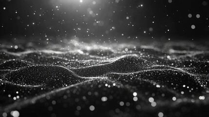 Aufkleber - Abstract dark grey particles wave, digital background, technology, website