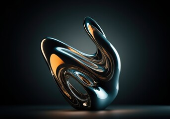Poster - Abstract sculpture with smooth curves and reflective surfaces