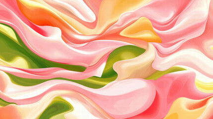 Poster - Vibrant abstract background with flowing organic shapes in pink and green hues