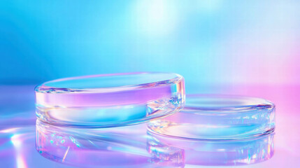 Poster - Elegant abstract background with shimmering glass shapes in pastel hues for modern design
