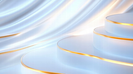 Poster - Elegant abstract background with curved steps and golden accents for modern design