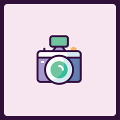 Poster - whimsical camera icon with modern style, flat design vector illustration