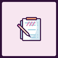Poster - Minimalist flat design icon showcasing a notepad and pencil for organized task