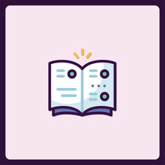 Poster - Stylized open book icon with glowing light rays conveying knowledge