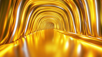 Poster - Golden liquid arches creating a futuristic abstract background design for artistic inspiration
