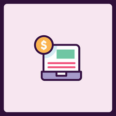 Aufkleber - Online earning icon with laptop and dollar symbol representing digital income