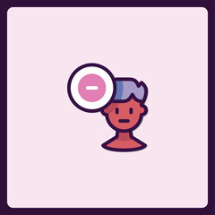Poster - Cartoon person icon with subtraction bubble above head, minimal design