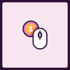 Poster - E-commerce icon depicting online financial transaction through computer mouse
