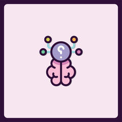 Poster - Colorful brain icon embodying thought, questions and idea generation