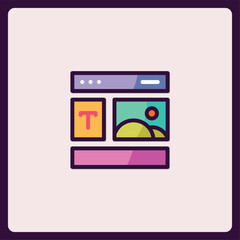 Fototapete - Colorful Web Design Icon with Typography and Landscape Elements