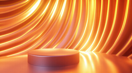 Poster - Futuristic abstract background with illuminated podium for event display and design
