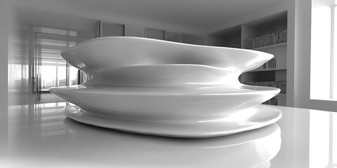 Aufkleber - Minimalist interior decoration, elegant white sculpture in a bright room