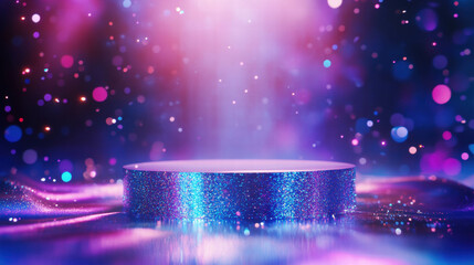 Poster - Vibrant abstract background with glittering podium for artistic design themes