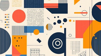Poster - Abstract Geometric Shapes Composition: A vibrant and modern composition, featuring various geometric shapes in a bold and contrasting color palette. It's a visually captivating display of lines.