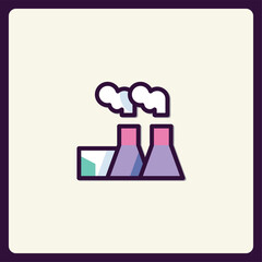 Poster - Stylized factory icon with billowing smoke stack emissions graphic