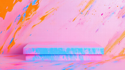 Poster - Vibrant abstract background with colorful podium for creative design projects