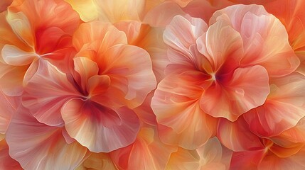 Poster - Soft Peach and Coral Blossoms Painterly Closeup