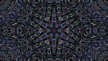 3D animation beautiful video colorful abstract bright light energy 4K of smooth lines waves glittering light effect on round shape in center, black background