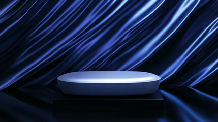 Poster - modern abstract background with elegant podium and flowing fabric design for events