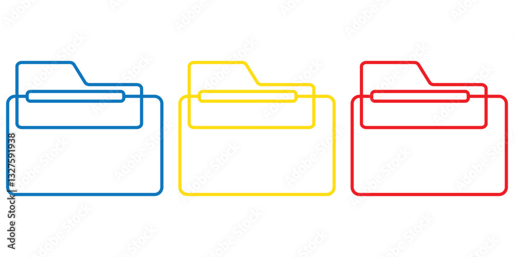 File folder icon set. Documents for computer. File folders with data in ...
