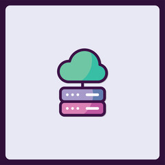 Fototapete - Stylized cloud server vector icon representing network computing structure