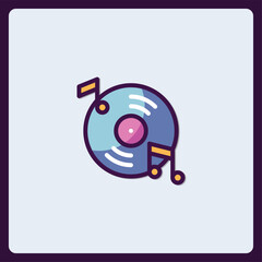 Poster - A Vibrant and Fun Music Icon: Vinyl Record with Bold Outline Design