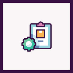 Poster - Process optimization checklist for task management with gear icon concept