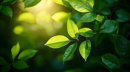 Poster - Sunlight Green Leaves Nature Photography Background