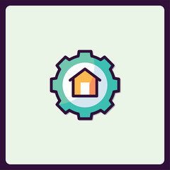 Poster - Home automation system icon depicting smart technology and engineering