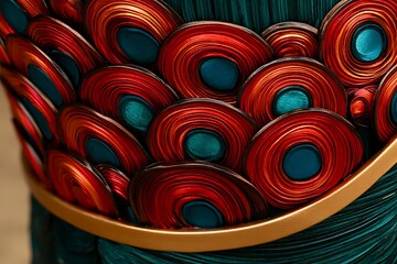 Aufkleber - Ornamental Design with Concentric Circles and Vibrant Color Combinations Close-Up