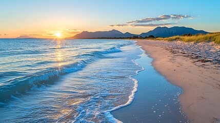 Poster - Sunset Beach Ocean Waves Landscape