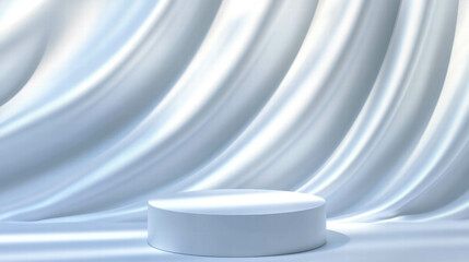Poster - Elegant abstract background with podium and translucent drapery for advertising design