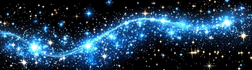 Wall Mural - a celestial blue vista, adorned with twinkling stars and gentle luminous waves, inspires a feeling o