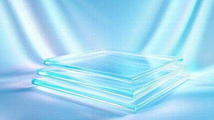 Poster - Elegant abstract background with glass stack and podium design for display or presentation