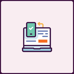 Poster - Streamlined technology verification icon representing mobile data integrity