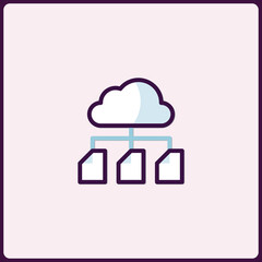 Fototapete - Stylized illustration of cloud computing network with server connection